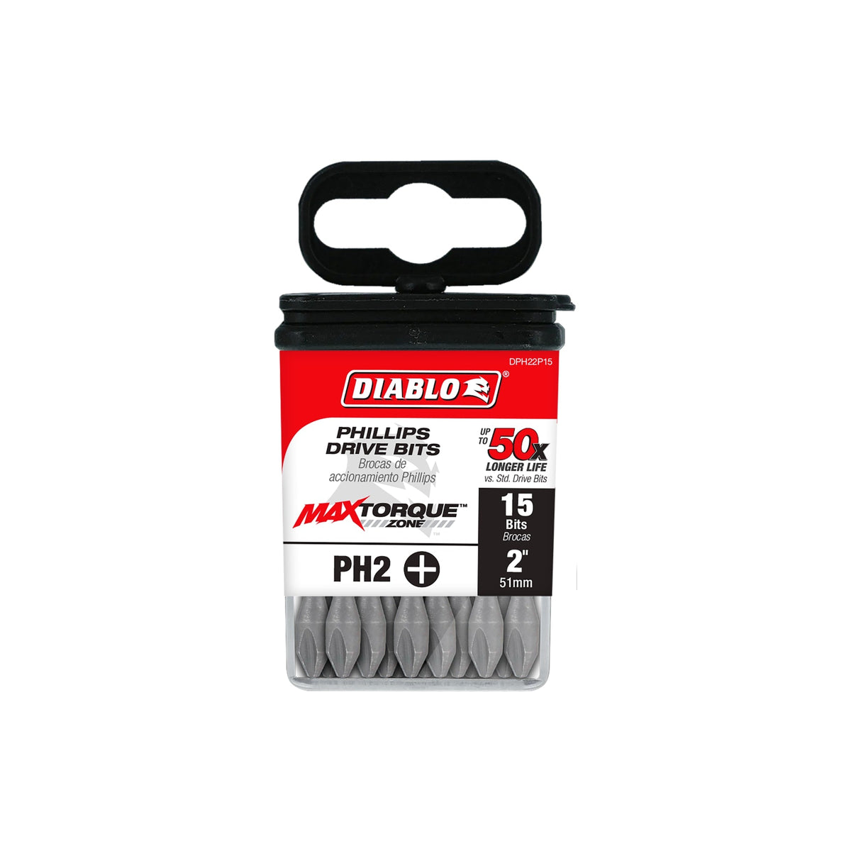 DPH22P15 2" #2 Phillips Drive Bits (15-Pack)