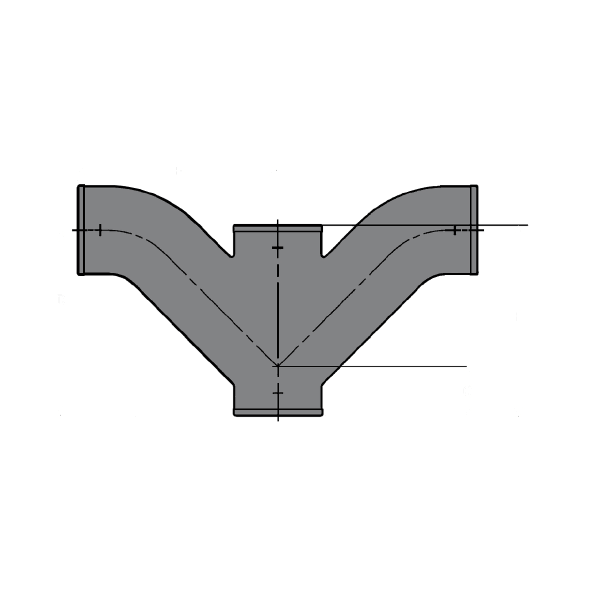 009047 4" x 4" x 3" x 3", NH x NH x NH x NH, Gray, Cast Iron, Double, Reducing, Combination