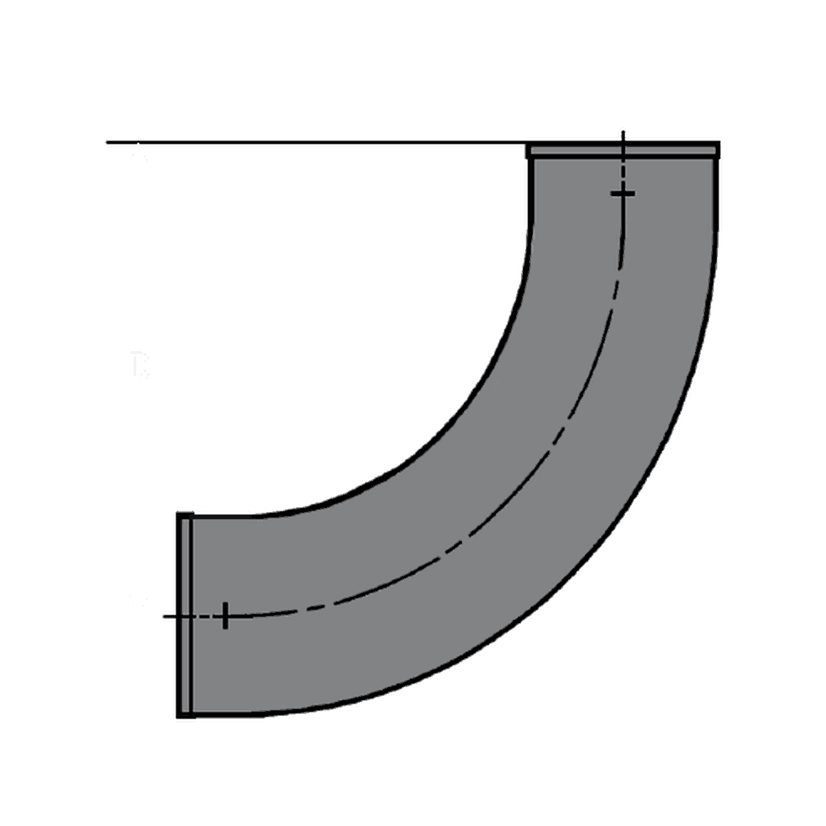 007197 2" x 2", NH x NH, Gray, Cast Iron DWV, Sanitary, Long Sweep, Straight, 1/4 Bend