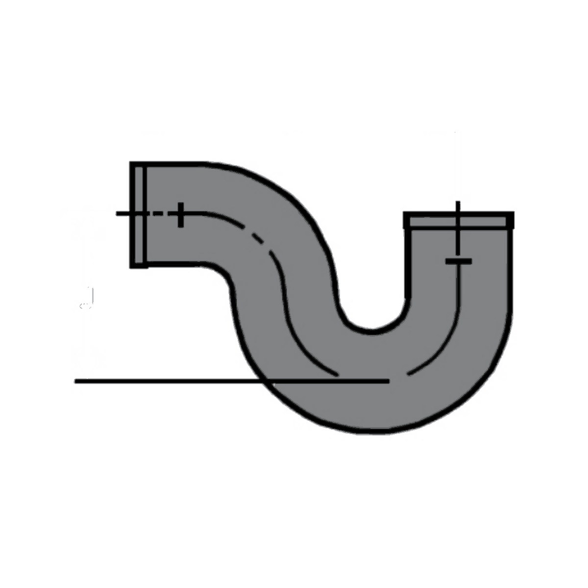010128 2" x 2", NH x NH, Cast Iron DWV, Straight, P-Trap