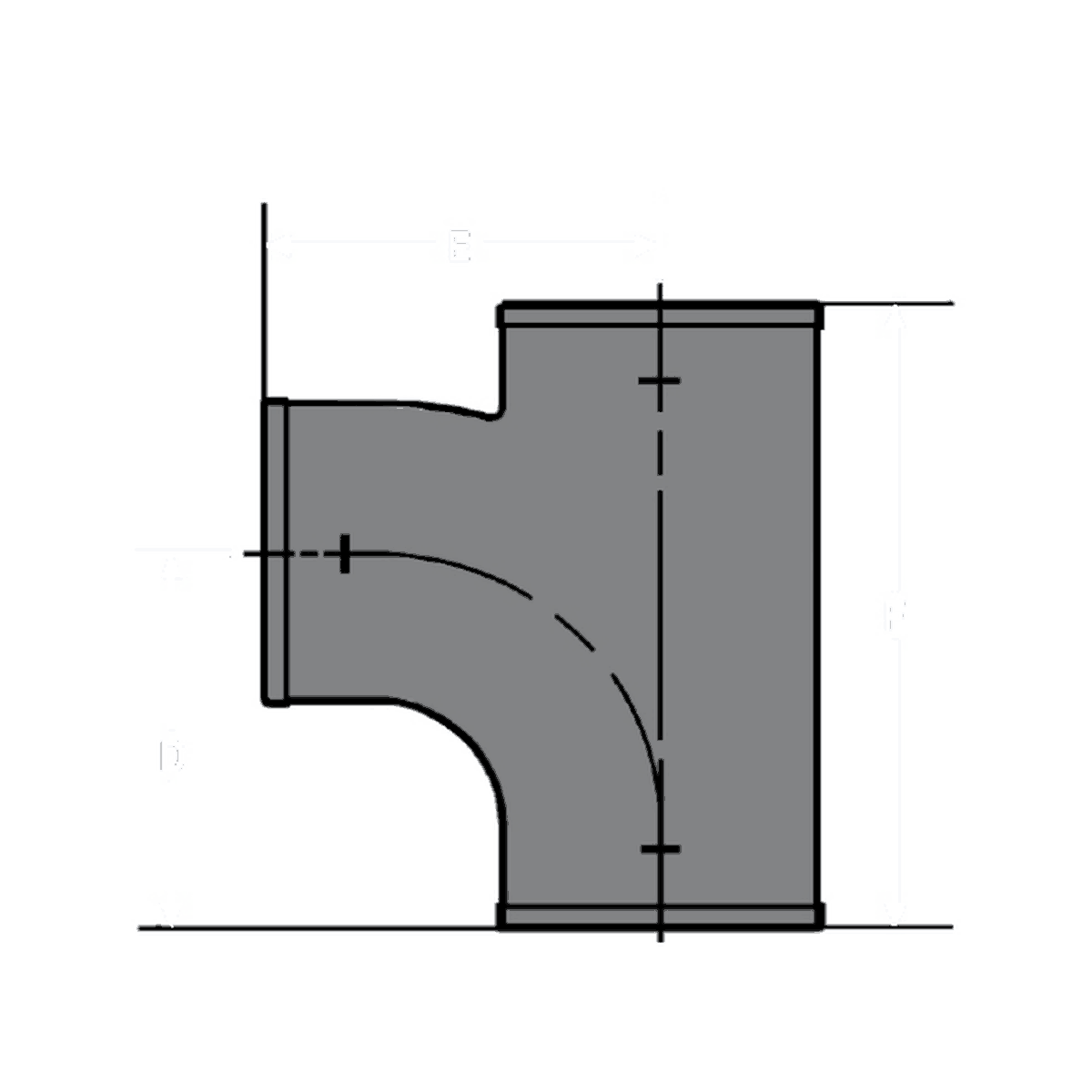 007722 8" x 8" x 3", NH x NH x NH, Gray Cast Iron, Sanitary, Reducing, Tee