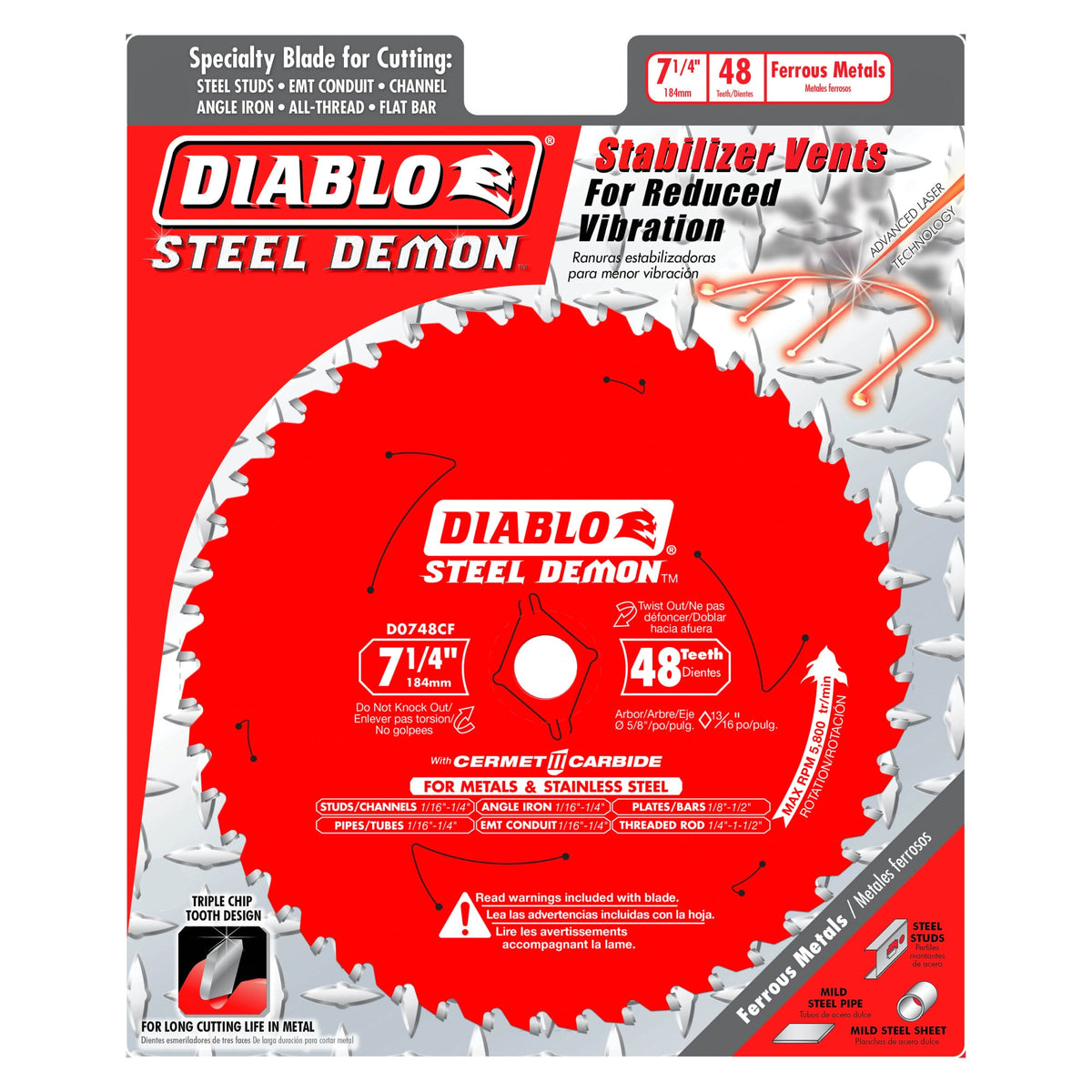 D0748CFA 7-1/4" x 48-Teeth Steel Demon™ Cermet II Saw Blade for Medium Metal