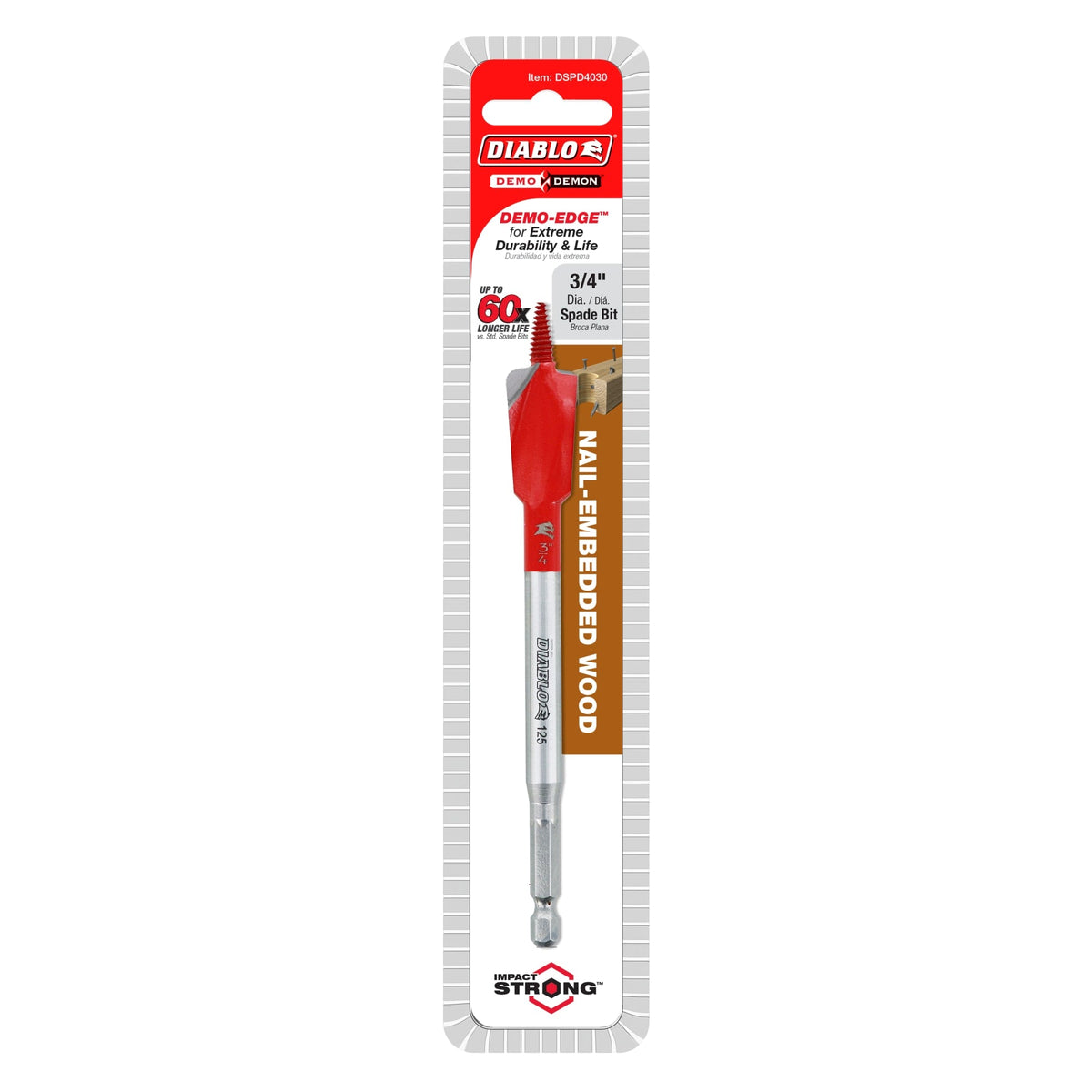 DSPD4030 3/4" x 6" Demo Demon™ Spade Bit for Nail-Embedded Wood
