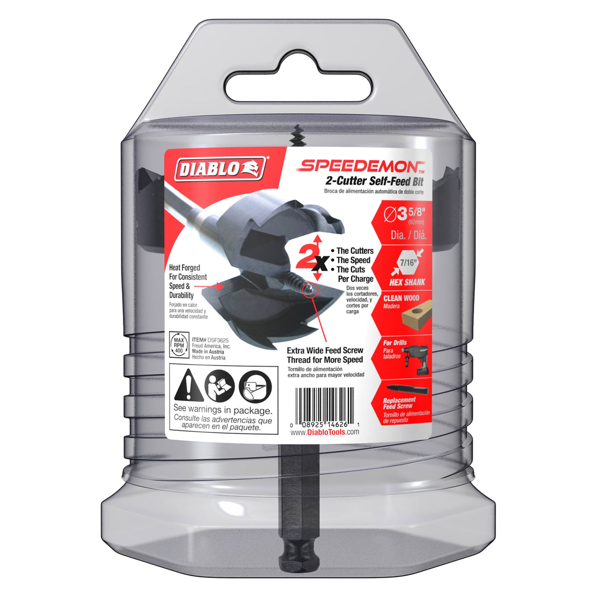 DSF3625 3-5/8" SPEEDemon™ 2-Cutter Self-Feed Bit