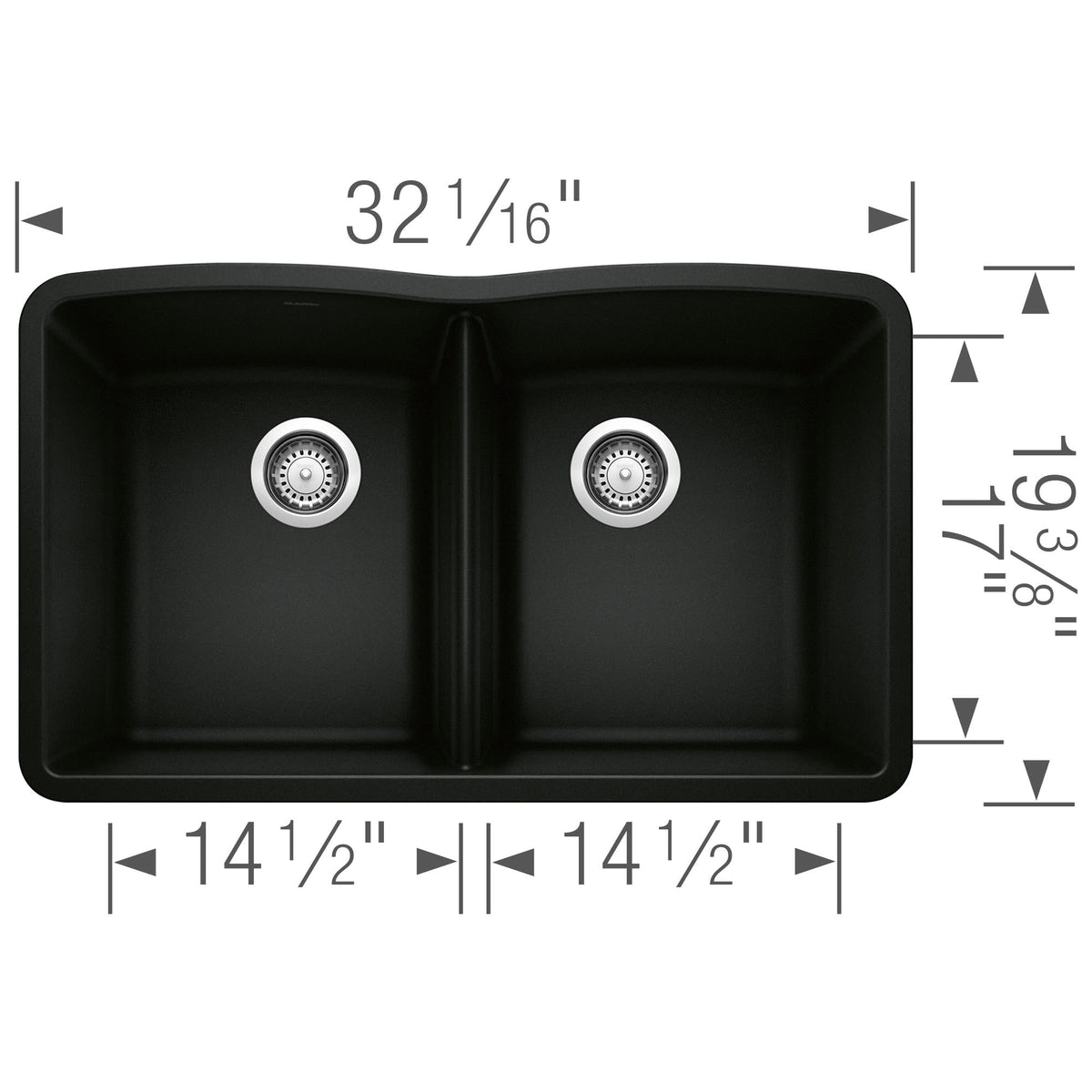 442913 Diamond Equal Double Bowl Kitchen Sink - Coal Black