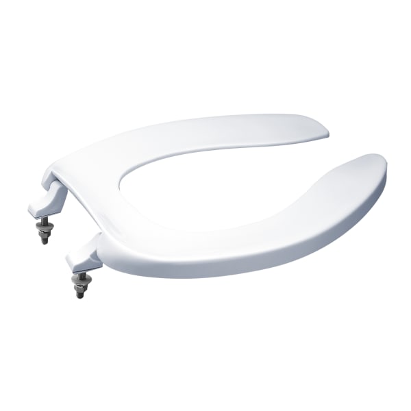 Elongated Open Front Commerical Toilet Seat without Lid, Cotton White - SC534#01
