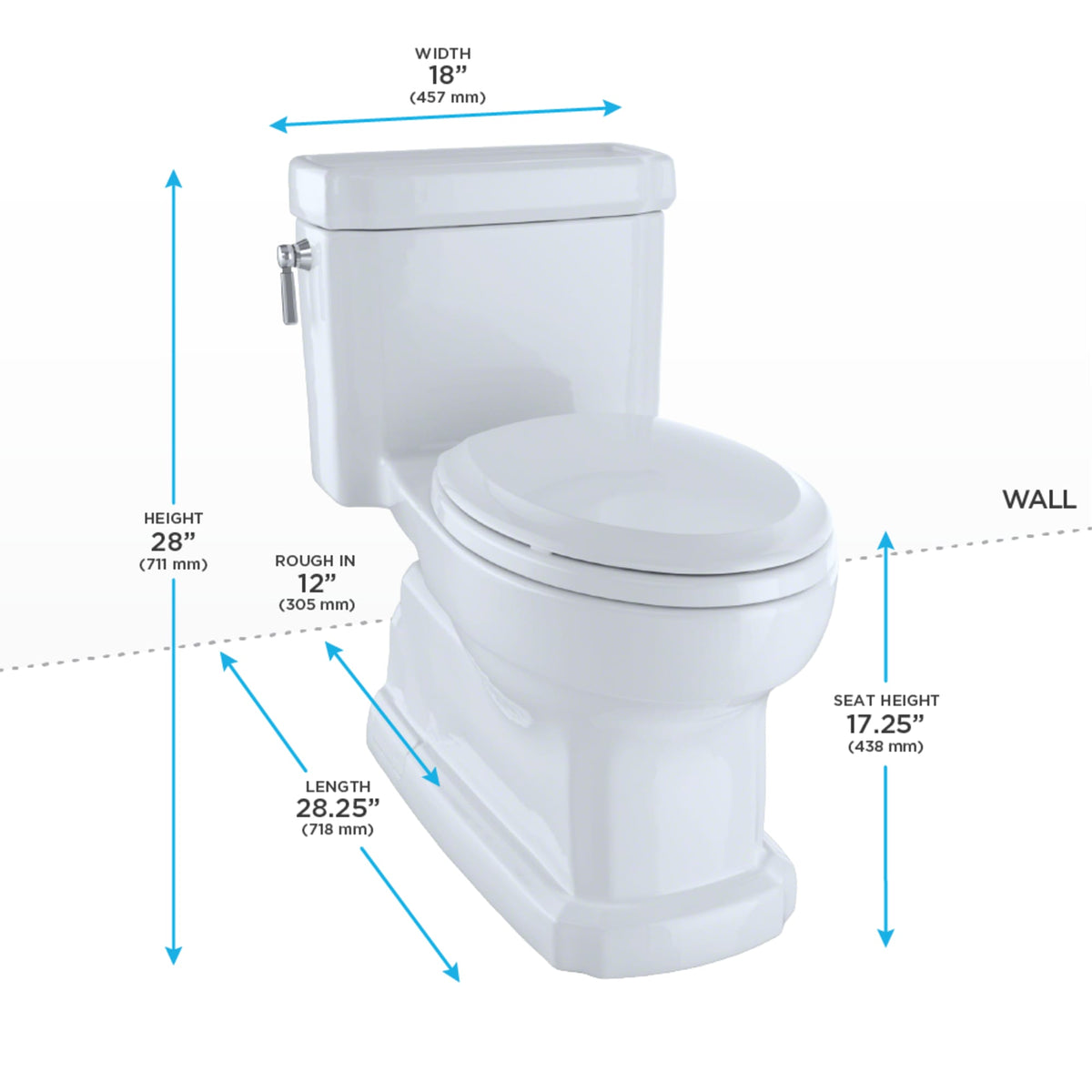 Eco Guinevere® Elongated 1.28 GPF Universal Height Skirted Toilet with CEFIONTECT® and SoftClose Seat, Cotton White - MS974224CEFG#01
